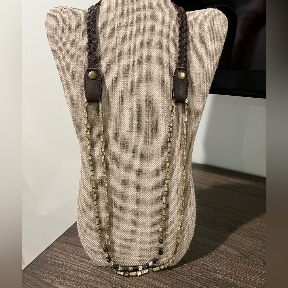 Noonday Leather and Gold Versatile Necklace